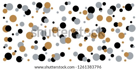 Gold golden polka dot point pattern Memphis pois design Seamless shape Vector fabric textures background banner. Funny retro pop art 80 70 years style. Circle buttons. Christmas xmas