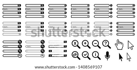 Search bar box boxes input field button dock ui line template pattern Vector icon icons sign signs symbol fun funny mouse cursor click Address navigation bar menu loading bars Web browser window tags