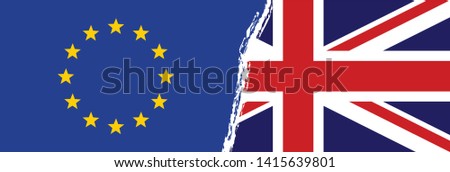 Star. Brexit negotiate. Negotiation referendum agreement, no deal exit concept, Britain, England London or Brussel, Europe, Europa, EU or British flag symbol Exchange, tax, Boris Johnson.