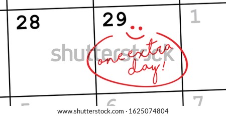 Happy Leap day or leap year slogan. Calendar page 29 February, month 2024 or 2028 and 366 days. 29th Day of february, today one extra sale day. line pattern banner. Fun vector icon or symbol. feb 29
