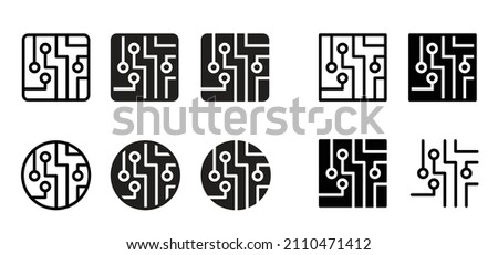 Circuit board or electronic motherboard. lines and dots connect. Vector technology data. Electrical board. digital tech. cpu, pcb printed circuit. Chip process. Input or output. Outline. Cyber crime.