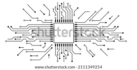 Circuit board or electronic motherboard. lines and dots connect. Vector high-tech technology data. Electrical board. digital tech. cpu, pcb printed . For chip, process input or output. Cyber crime.