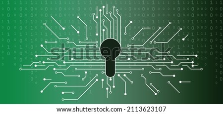 pwned. keyhole. Cloud security, open or close padlock. Lock or unlock icon. Circuit board or electronic motherboard. lines and dots connect. Vector high technology data. Digital key. login, password