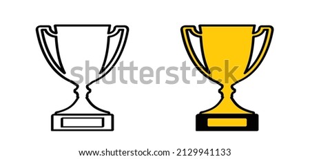 First prize. Cartoon golden winner trophy icon. Vector champion sport logo or pictogram. Cup symbol of victory event. winnaar awards. Trophies gold, bronze, silver prize award