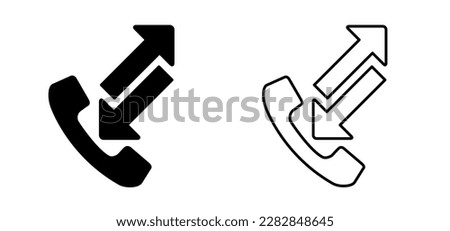 Incoming or outgoing call symbol. Phone call with two arrows sign.
Appearance forwarding. Vector phone icon. Outgoing and incoming call. Phone icon for mobile app. bell icon. Call contact us