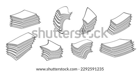 Writing paper. Cartoon empty, letter copy paper, stacked paper. Flat paper stack. Document, paperwork. Stationery stacked papers icon. Pile papers, file, web icon. Printouts, hardcopy documents. 