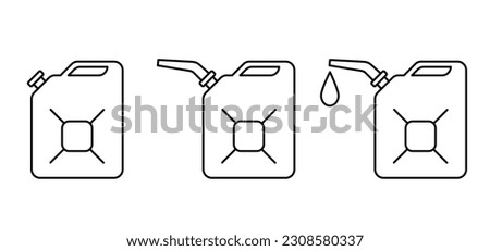 Cartoon drawing gasoline, jerrycan with handle. Plastic or metal bottle jerry can. Canisters symbol. Fuel tank for transporting and storing petrol. Can jerrycan, canister, Motor oil concept.