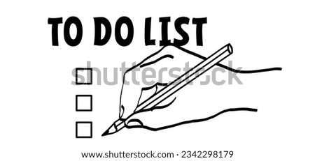 Cartoon hand draw idea. Office business planning. Work, school planning concept. Plan or heck box. To do list, Bucket list or for election. Positive, motivation and inspiration sign.
