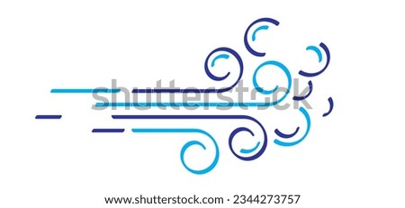 Cartoon puff of wind blow line symbol. Set, blowing wind, weather, environment. Gust pictogram. Smoky stream. Wind trails. Dust spray and smoky stream and wind blowing trails. Windy weather, forecast.