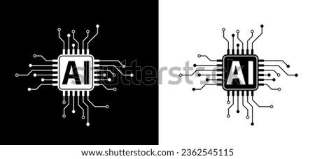 Artificial intelligence AI pictogram. Technology related to artificial intelligence, computers and systems that are intelligent, graphic of robot. Vector ai generated logo or symbol. AI generator.