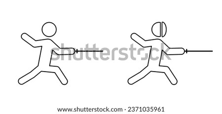 Summer sports. Fencing sport, fencers training sign. Professional fencer in fencing mask with rapier. fencing costume with sword in hand. practicing, Training in motion, fight, players in action. 