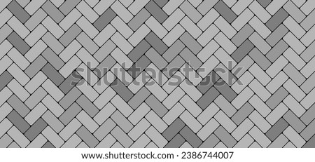 Cartoon paving stones pattern. sidewalk tiles. Zig zag paving blocks. Pavement stones. Street cobblestone, tile path, sidewalk park, road or garden patio sign,  Vector bricked, pebbled surface, ground