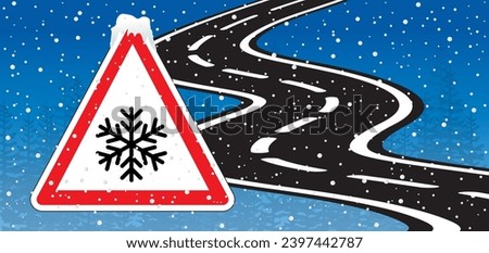 Winter check. Caution, winter and snowfall. Beware very cold temperature signboard. Weather, thermometer indicate with snowflake. Freezing hazard sign. Coldly, scorching. falling snow ball.
