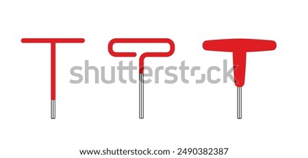 Cartoon t handle allen wrench or tee handle wrench or hex key. Wrenches tools. Work service tool. hex key assembly set. Repair or fixing concept. Allen wrench icon.