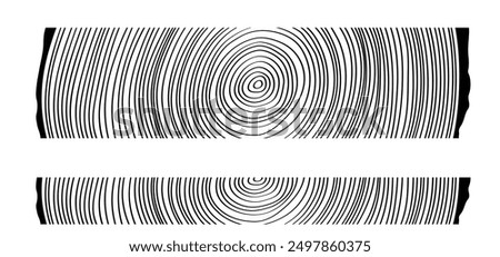 Cartoon drawing annual rings or growth rings. Deforestation. Tree or trees, cut ring pattern. For firewood. Wood stump surface Round piece of wood in cross section with wood texture pattern.