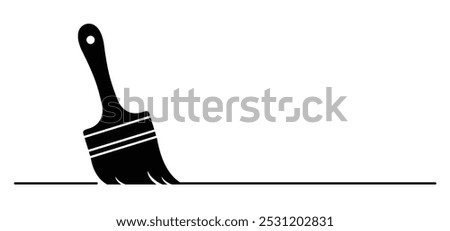 Cartoon paintbrush or paintbrushes with brush stroke. paintbrush silhouette icon. Black grunge paint brush logo. Carpentry tools