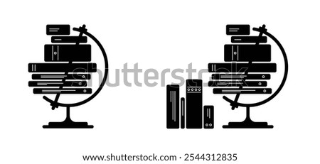 World book Day. Cartoon person reading a book. Read a newspaper paper. learn book icon or symbol. Studying, school concept. Book reader logo. Student, learns from books. 