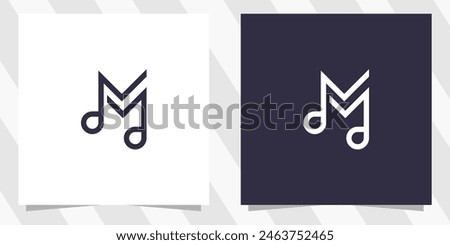 letter m with note music logo design