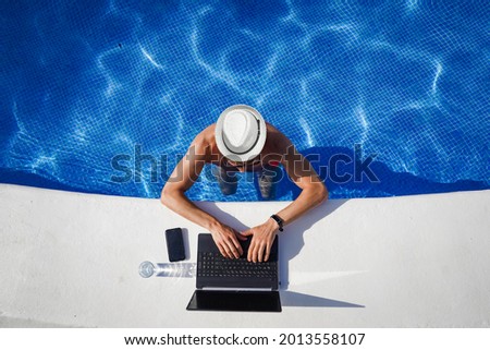 Similar – Image, Stock Photo Man swimming in turquoise natural bay