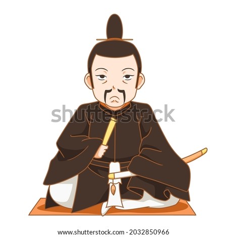 Cartoon character of shogun. Military dictators of Japan.