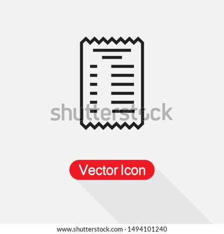 Paper Check Receipt Icon Vector Illustration On Light Gray Background Eps10