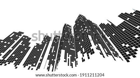 The building's sleek silhouette stood out against the evening skyline, creating a striking contrast in the abstract cityscape, where geometric shapes blended into the horizon.