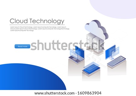 isometric cloud server from computer , nvidia driver laptop and smartphone