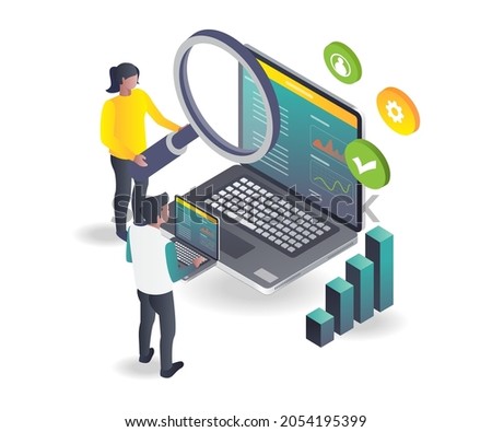 Audit Logging and Monitoring in isometric illustration Stockfoto © 