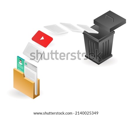 Landing page concept flat isometric illustration. wipe computer data