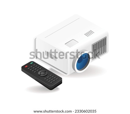 Projector and remote for presentation concept isometric illustration