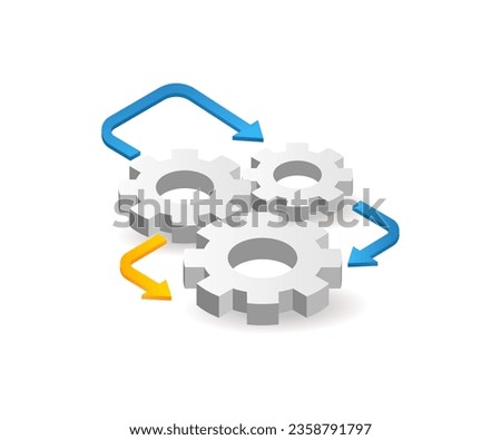 Gear system symbol for maintenance process flat isometric illustration