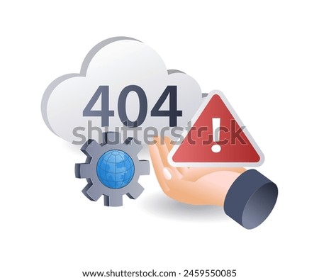 Error warning code 404 infographic flat isometric 3d illustration