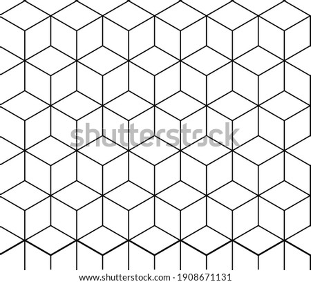 Seamless geometric pattern. geometry grid graphic deco hexagon pattern. Cubic hexagon texture. Rhombus mesh background.
