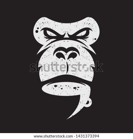 Ape face with a cup coffee logo vector