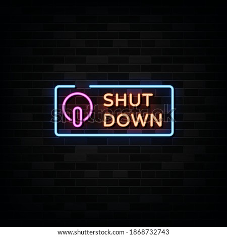 Shut Down Neon Signs Vector. Design Template Neon Style