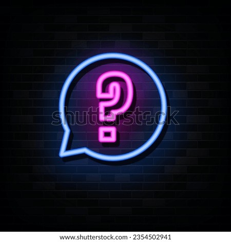 Neon Glowing Question Mark Signs Vector. Design Template Neon Style