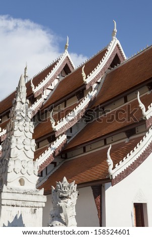 Roof tiles details of Wat Phra That Chae Haeng, Nan Province, Thailand