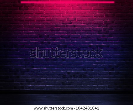 Brick wall, background, neon light Foto d'archivio © 
