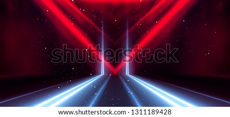 Similar – Image, Stock Photo Red laser show on the stage of a nightclub with bright, sparkling beams