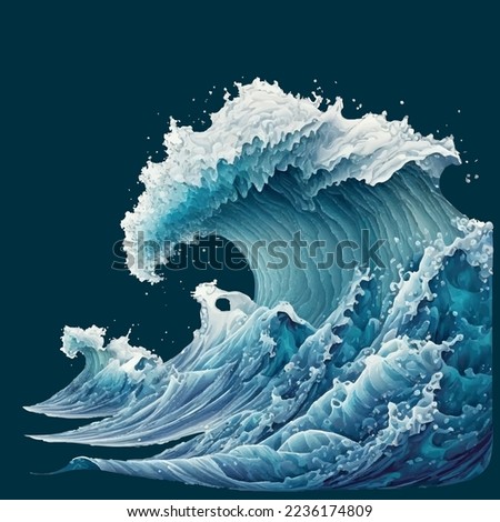 Stormy sea wave with foam. Vector illustration