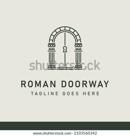 Roman Doorway Ancient Building interior architecture Logo Design Vector