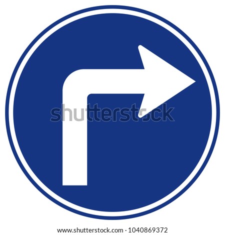 Turn Right Traffic Road Sign,Vector Illustration, Isolate On White Background Symbols Label. EPS10 