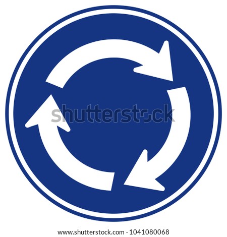 Roundabout Traffic Road Sign, Vector Illustration, Isolate On White Background Label. EPS10 