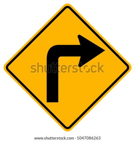 Turn Right Traffic Road Sign,Vector Illustration, Isolate On White Background Symbols Label. EPS10 