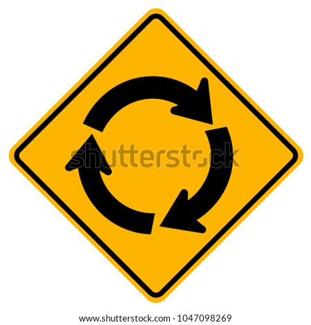 Roundabout Traffic Road Sign,Vector Illustration, Isolate On White Background Icon. EPS10
