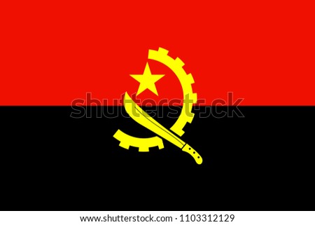 The Original Flag of Angola,Vector Illustration The Color of the Original, Official Colors and Proportion Correctly,Correct Size, Isolate White Background Label .EPS10