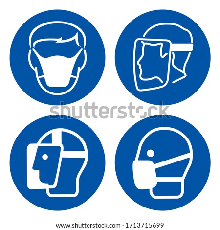 Face Shield and Mark Protection Symbol Sign,Vector Illustration, Isolated On White Background Label. EPS10 