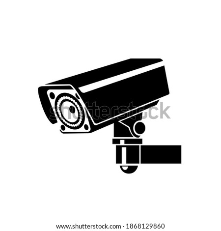 Warning CCTV Black Icon, Vector Illustration, Isolate On White Background Label. EPS10