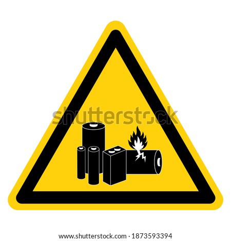 Warning Lithium Batteries Symbol Sign, Vector Illustration, Isolate On White Background Label. EPS10
