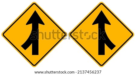 Merges Left and Merges RightTraffic Road Sign,Vector Illustration, Isolate On White Background, Symbols, Label. EPS10 